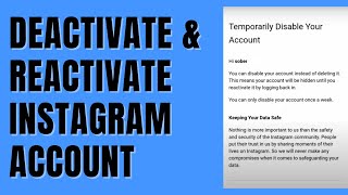 How To Deactivate and Reactivate Your Instagram Account [upl. by Derick]