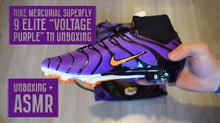 Nike Mercurial Superfly 9 Elite quotVoltage Purplequot TN Unboxing⚽️  ASMR🔊 [upl. by Lonnard]