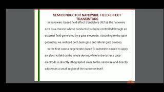 Semiconductor Nanowire Field Effect Transistor [upl. by Martsen]