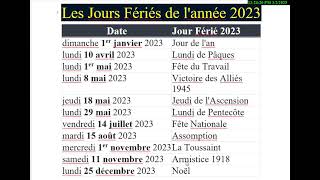 jour fériés 2023 jour fériés 2023 paris jour fériés jour fériés 2023 calendrier [upl. by Kaja]