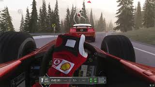 Formula 1 Ferrari 2004 V10 overtaking AI traffic at Lake Louise Highway  Assetto Corsa [upl. by Raynah]