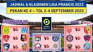 Jadwal Liga Prancis 2023 Pekan ke 4  Lyon vs PSG  Klasemen Ligue 1 Prancis 20232024 [upl. by Loren157]