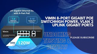 Unboxing Testing amp Review of VIMIN 8Port Gigabit PoE Switch High Power VLAN 2 Uplink Gigabit Ports [upl. by Weismann952]