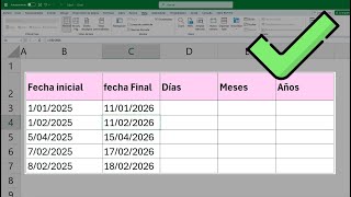 Calcular el tiempo transcurrido entre dos fechas en años meses y días Excel [upl. by Heather]