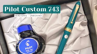 Pilot Custom 743 Verdigris  Review Unboxing and Writing Sample  New Pen Day fountainpen [upl. by Arammahs]