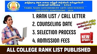 TNGASA Counselling Updates  TNGASA Admission 2024  College Wise Rank List Published  Call Letter [upl. by Vaughan]