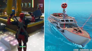 DANSER A LA FETE DE DEADPOOL SUR LE YACHT DÉFI DEADPOOL SEMAINE 8 SUR FORTNITE [upl. by Nawd]