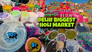 Cheapest Holi Market 2024  Exploring GulalPichkari ₹4RS holi stash😱 sadar bazar delhi [upl. by Gilus]