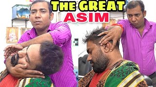 ASMR Hair cracking head massage Neck crackings by The Great ASIM Barber  MUST WATCH [upl. by Kalbli]