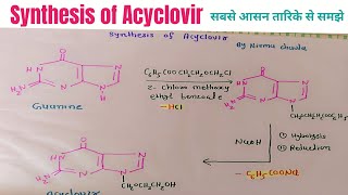 synthesis of Acyclovir ll Medicinal Chemistry ll sem 6 ll antifungal agent youtube shorts viral [upl. by Aile]