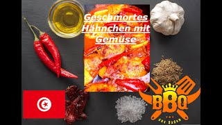 Geschmortes Hähnchen mit Gemüse BBQ Foodball WM 2022 [upl. by Ariamo589]