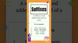 Suffixes  What are Suffixes  English Grammar  The Study Corner  suffixes grammar shorts [upl. by Enrobialc864]