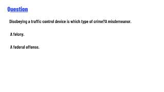 quotDisobeying a traffic control device is which type of crime [upl. by Ecirtahs]