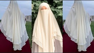 2 Layers Circular Khimar With Niqab Cutting And Stitching Double layered scarf  Hijab cutting [upl. by Hnao244]