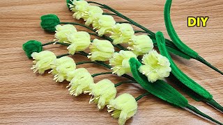 DIY flowers How to make an easy flowers with pipe cleaner  Valley tutorial by handcraft sreyneang [upl. by Anaig]