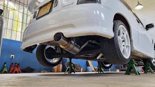 STARLET GLANZA EP91 TURBO BACK PERFORMANCE EXHAUST  SOUND CHECK  WICKEDEP RACING [upl. by Oelgnaed697]