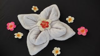 how to make towel flower  towel folding design  towel art [upl. by Thagard]