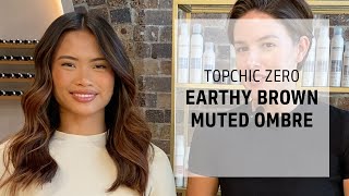 Earthy Brown Muted Ombre Hair Color Tutorial  Topchic Zero  Goldwell Education Plus [upl. by Nashner268]