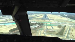 Cockpit View B747 landing at Narita Tokyo Airport Japan [upl. by Yrannav]