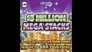 30 3 MILLION MEGA STACKS  PA Lottery Scratch Off Ticket [upl. by Annemarie509]