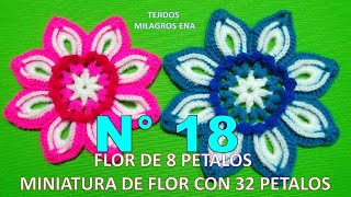 Como tejer la Flor N° 18 a crochet para aplicar en tapetes centros de mesa y cuadrados para colchas [upl. by Ahras]