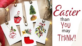 Watercolor Christmas Gift Tags For Beginners [upl. by Ettenel291]