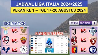 Jadwal Liga Italia Pekan ke 1  LAZIO vs VENEZIA  JUVENTUS vs COMO  SERIE A ITALIA 202425 [upl. by Favata]