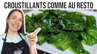 COMMENT FAIRE DES ÉPINARDS FRITS ÉPINARDS CROUSTILLANTS  CRISPY SPINACH  HOP DANS LE WOK [upl. by Hanauq722]