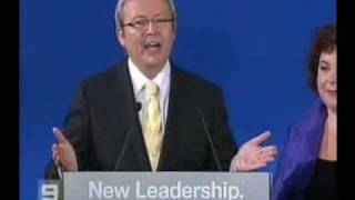 Kevin Rudd Election Winning Speech Part 1 2007 [upl. by Anirahtak181]