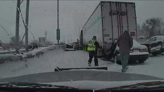 Video captures Highway 4145 pileup as it happens [upl. by Aneeuq]