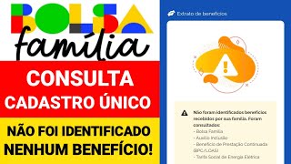 CONSULTA BOLSA FAMÍLIA no CADÚNICO NÃO FORAM IDENTIFICADOS BENEFÍCIOS RECEBIDOS POR SUA FAMÍLIA [upl. by Otter]